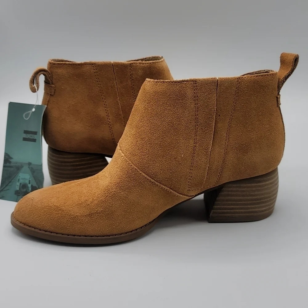 Toms Leilani Carmel brown suede bootie size 7.5